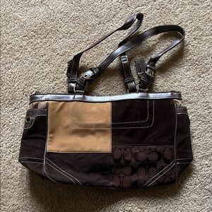 Coach Patchwork Tote Bag - Brown and Tan